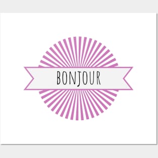 Bonjour French retro pink good morning hello France Posters and Art